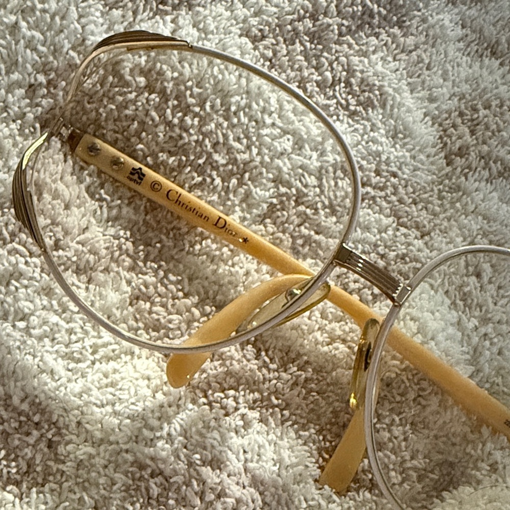 Vintage Dior Round Women’s Glasses in Gold and Cream